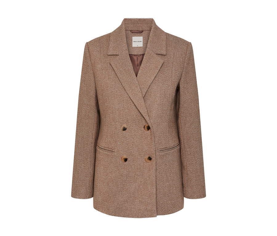 Hnědý blejzr s knoflíky.