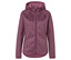 Dámská fialová fleecová mikina s kapucí a potiskem.