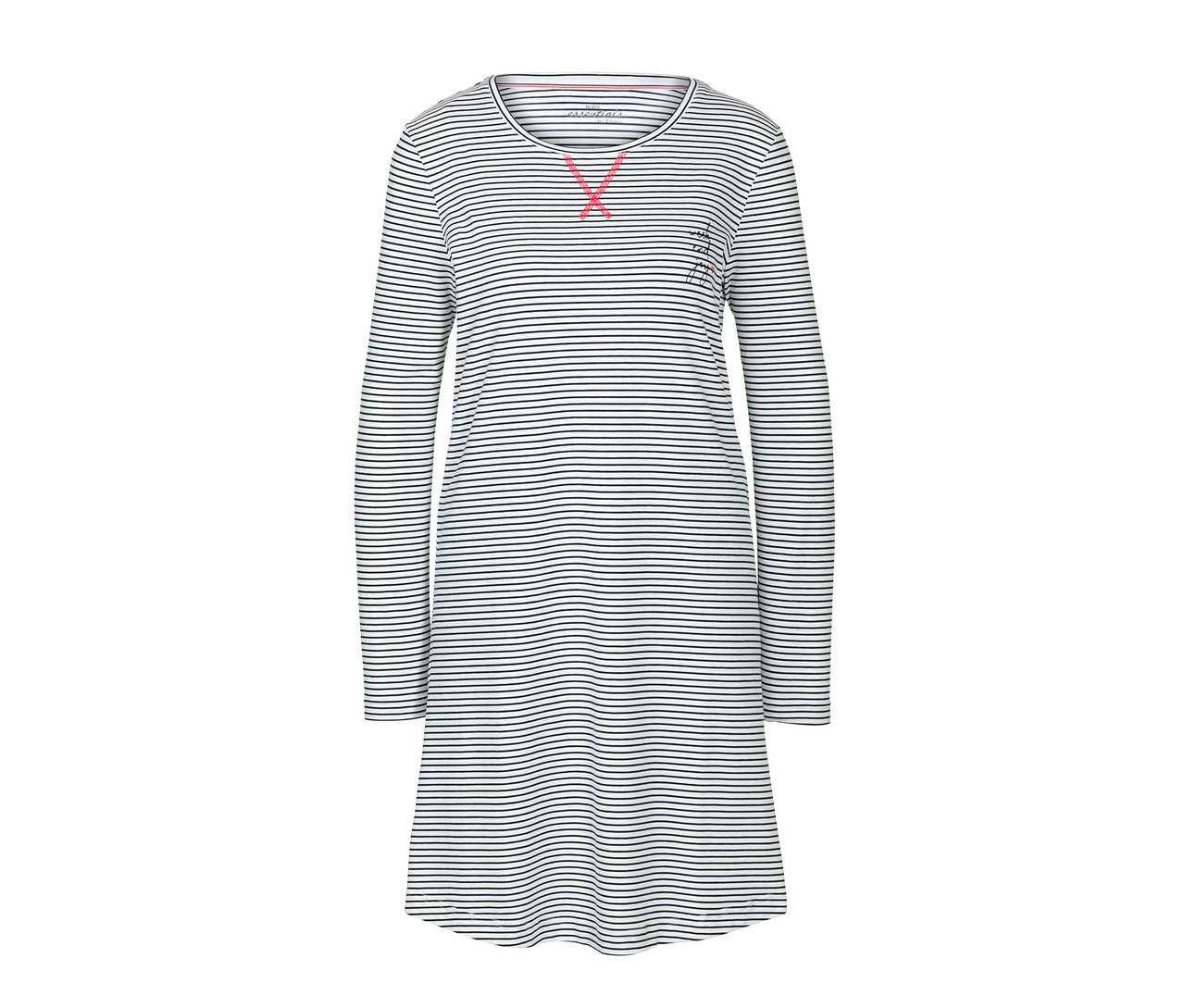 Pruhovaná noční košile s dlouhým rukávem.