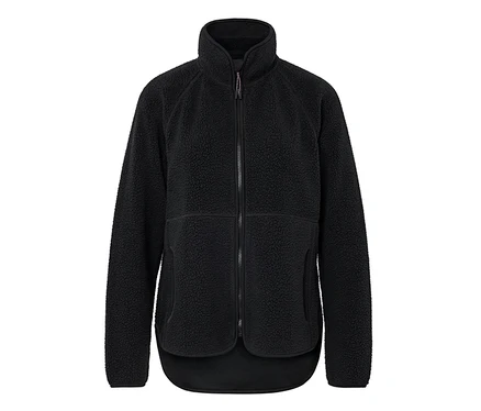 Černý plyšový kabátek na zip.