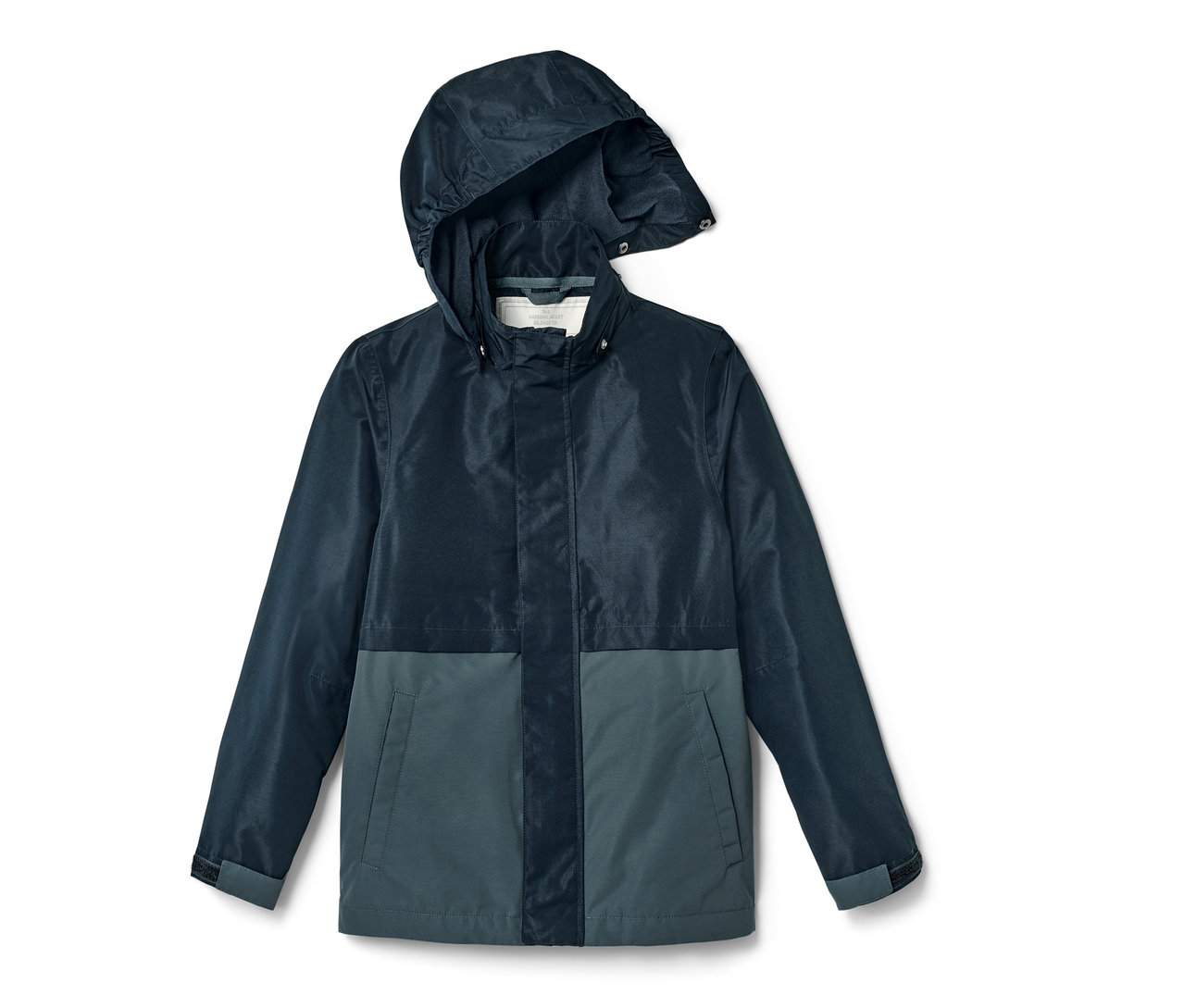 Tmavě modrá dětská bunda do každého počasí s kapucí.