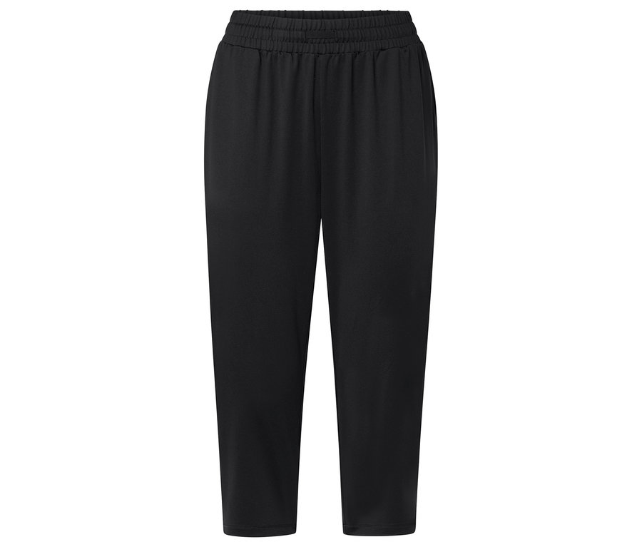 Černé látkové kalhoty s elastickým pasem.