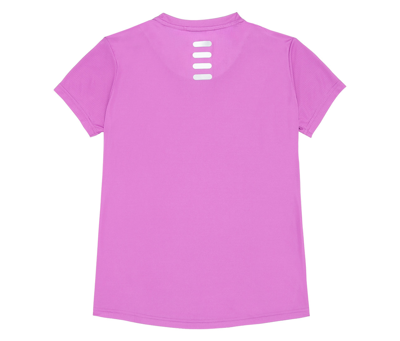 Detailní záběr na zadní stranu fialového funkčního trička FILA pro ženy.