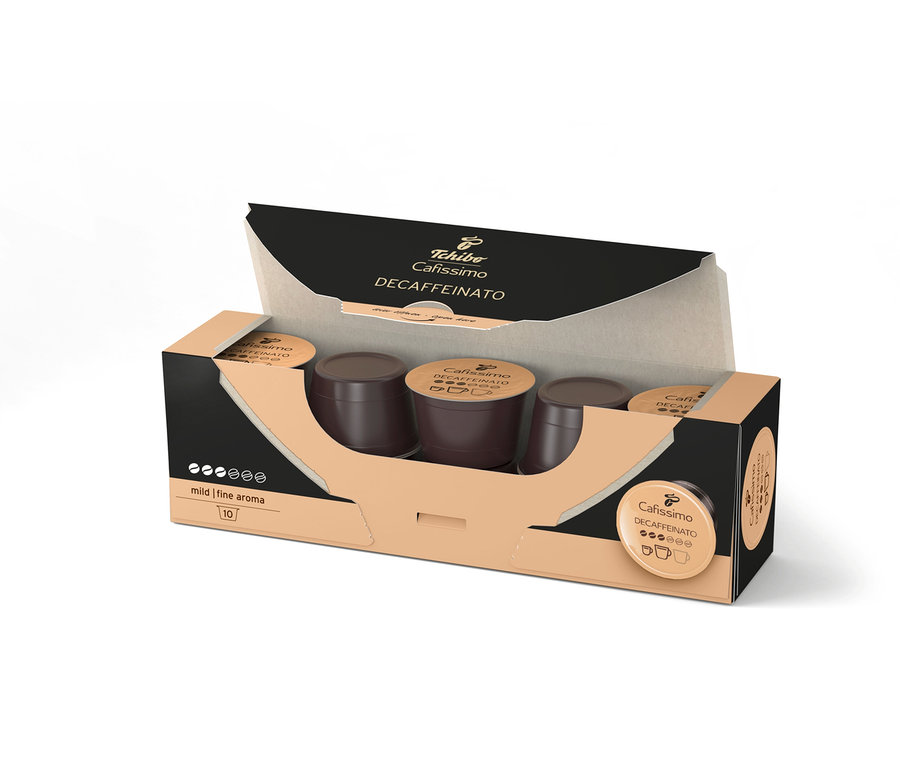 Balení s deseti kávovými kapslemi Cafissimo Decaffeinato.
