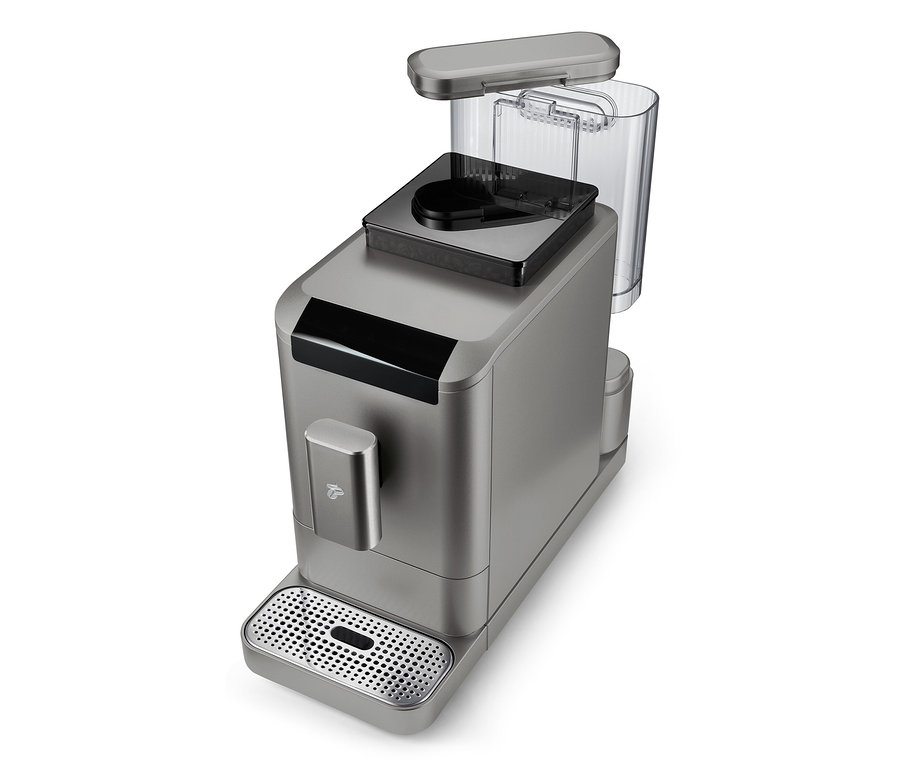 Detail plnoautomatického kávovaru »Esperto2 Caffè« v titanově stříbrné barvě.