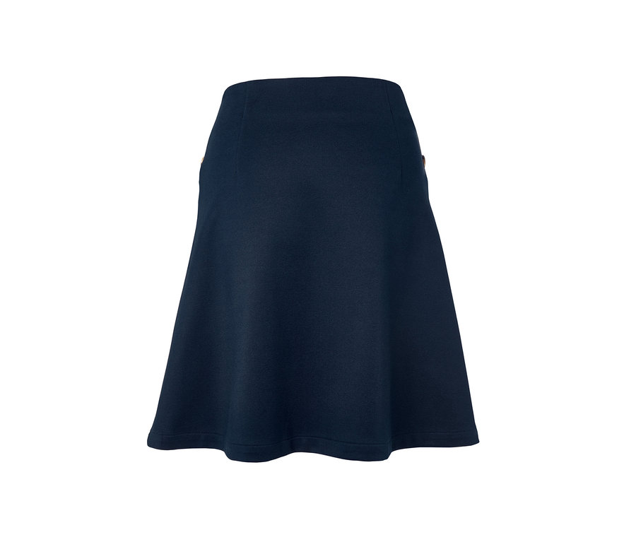 Tmavě modrá žerzejová sukně.