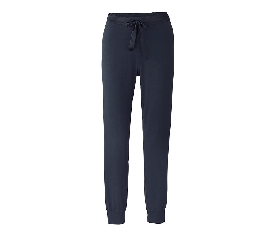 Tmavě modré pyžamové kalhoty se stahovací šňůrkou.