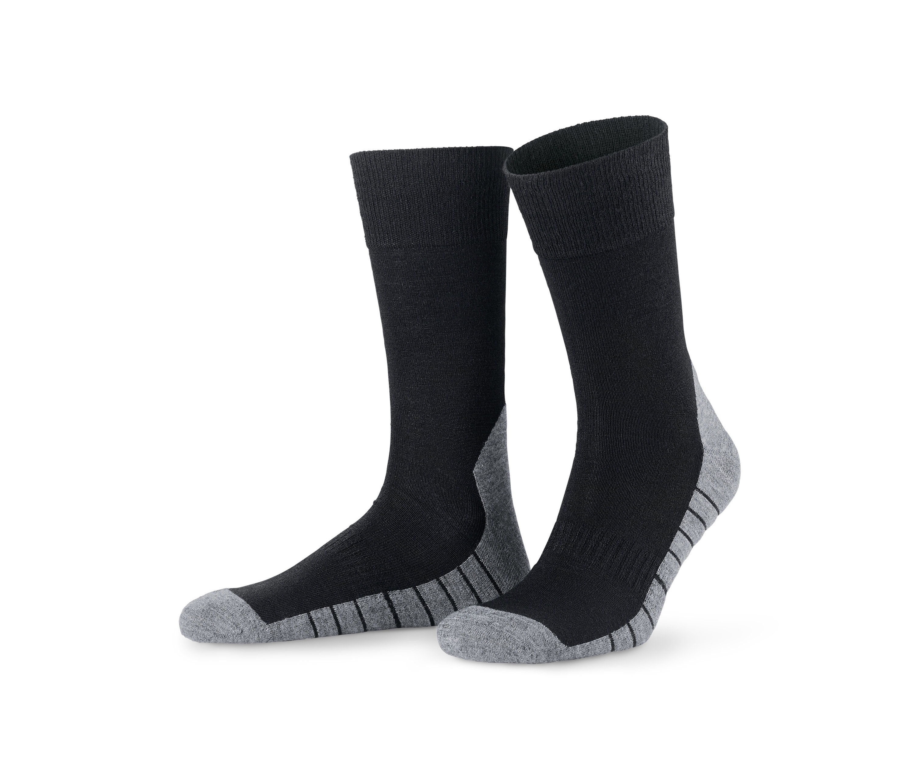 Dva páry outdoorových ponožek černé a šedé barvy.