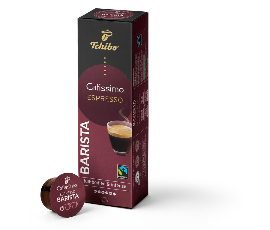Balení Cafissimo BARISTA Espresso – 10 kapslí a jedna kapsle Cafissimo BARISTA Espresso. 