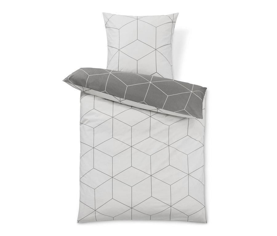 Sada ložního prádla renforcé standardní a nadměrné velikosti s geometrickým vzorem.