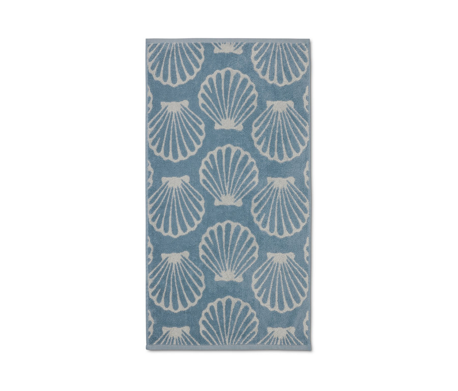 Modrý ručník s motivem bílých mušlí, 2 ks.