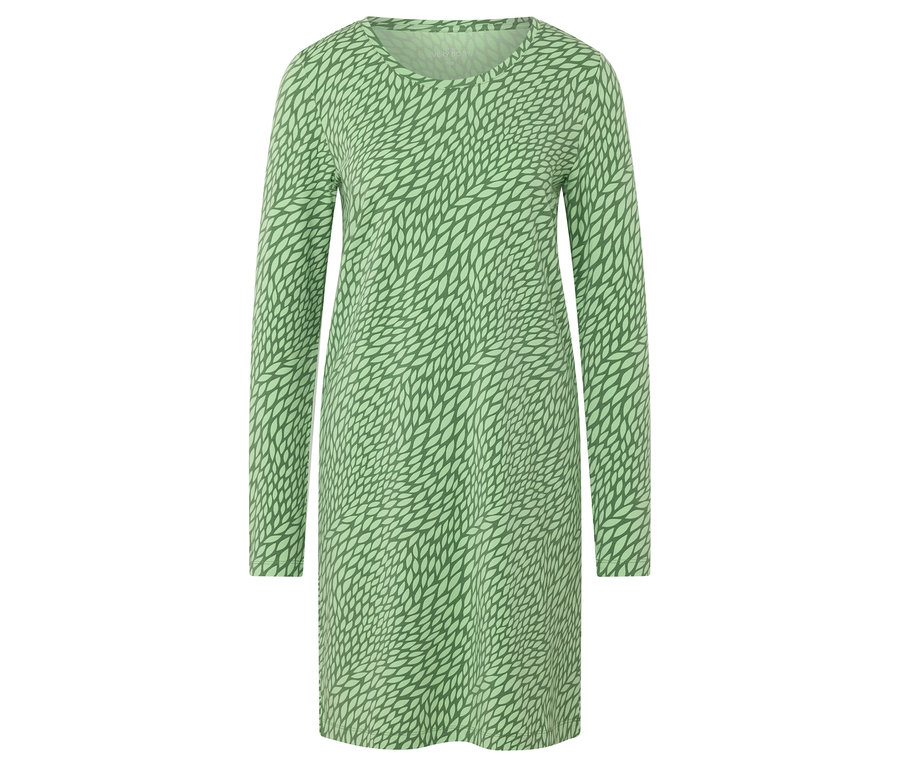 Zelená noční košile s listovým vzorem.