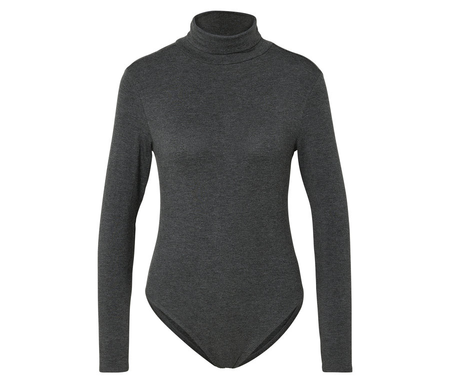 Šedé body s rolákem a dlouhými rukávy.