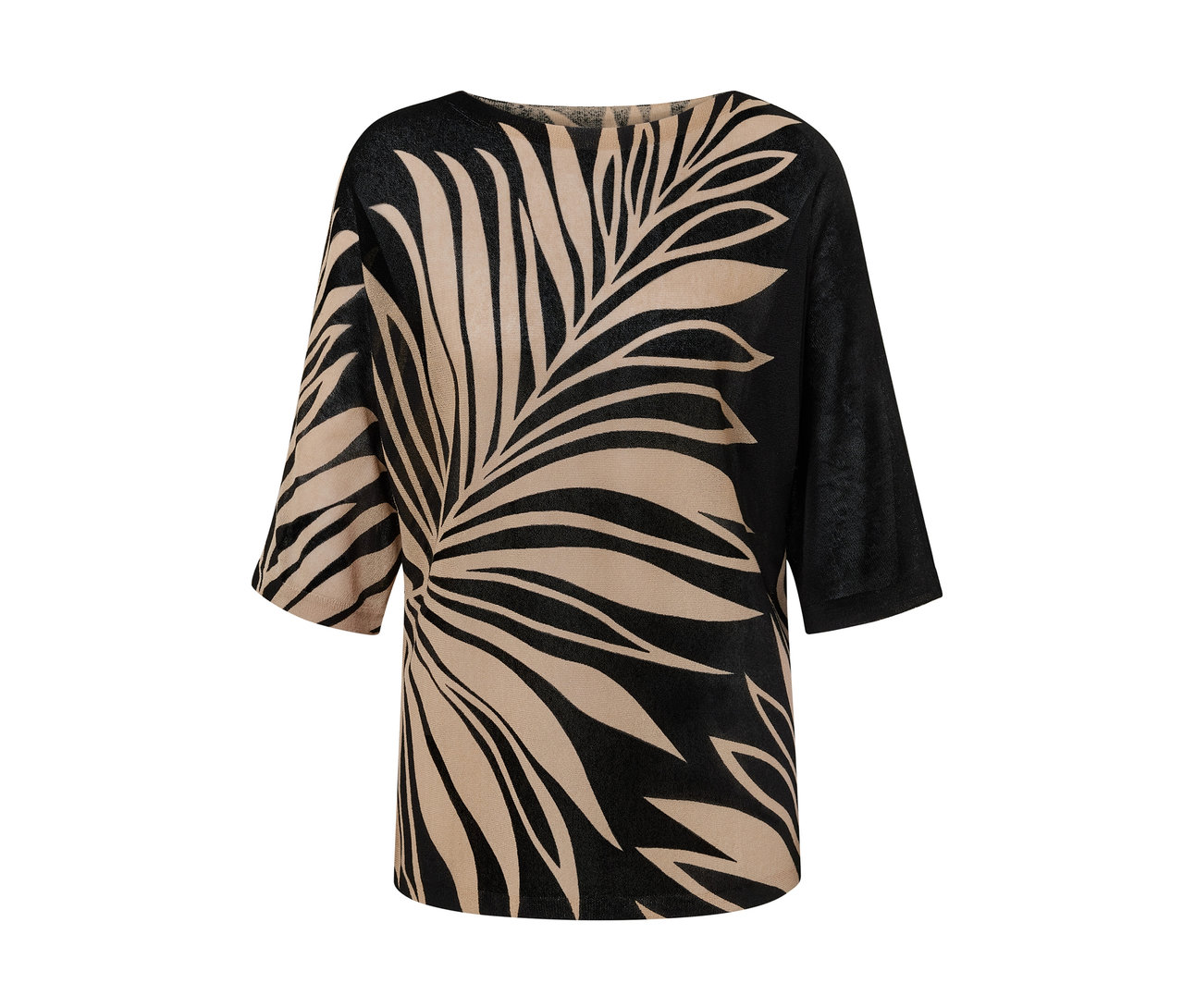 Detail potlačeného svetru z jemného úpletu.