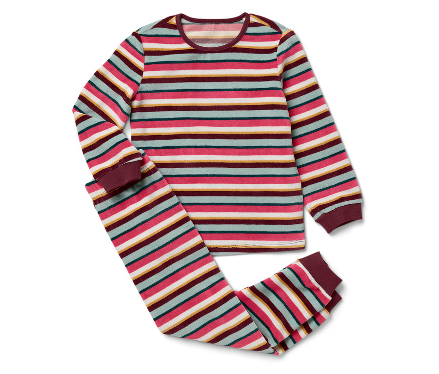 Pruhované pyžamo s dlouhým rukávem a kalhotami.