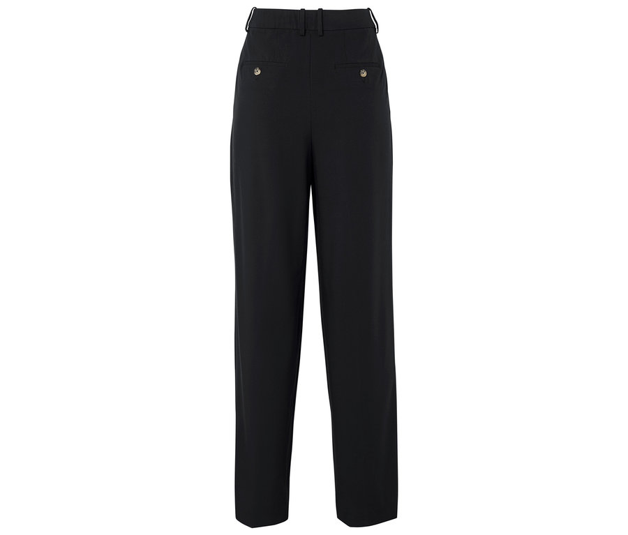 Černé kalhoty s vysokým pasem a knoflíky.