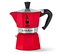 Červená Bialetti Moka Express, 130 ml, na bílém pozadí.