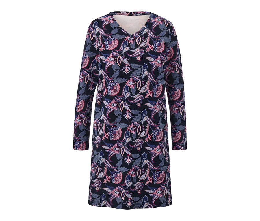 Noční košile s dlouhým rukávem a kašmírovým vzorem.