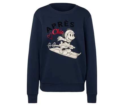 Tmavě modrá mikina s potiskem Mickey Mouse na saních.