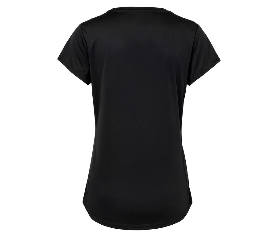 Černé tričko s krátkým rukávem, pohled zezadu.