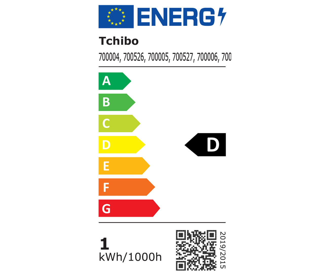 Energetický štítek s třídou energetické účinnosti D.