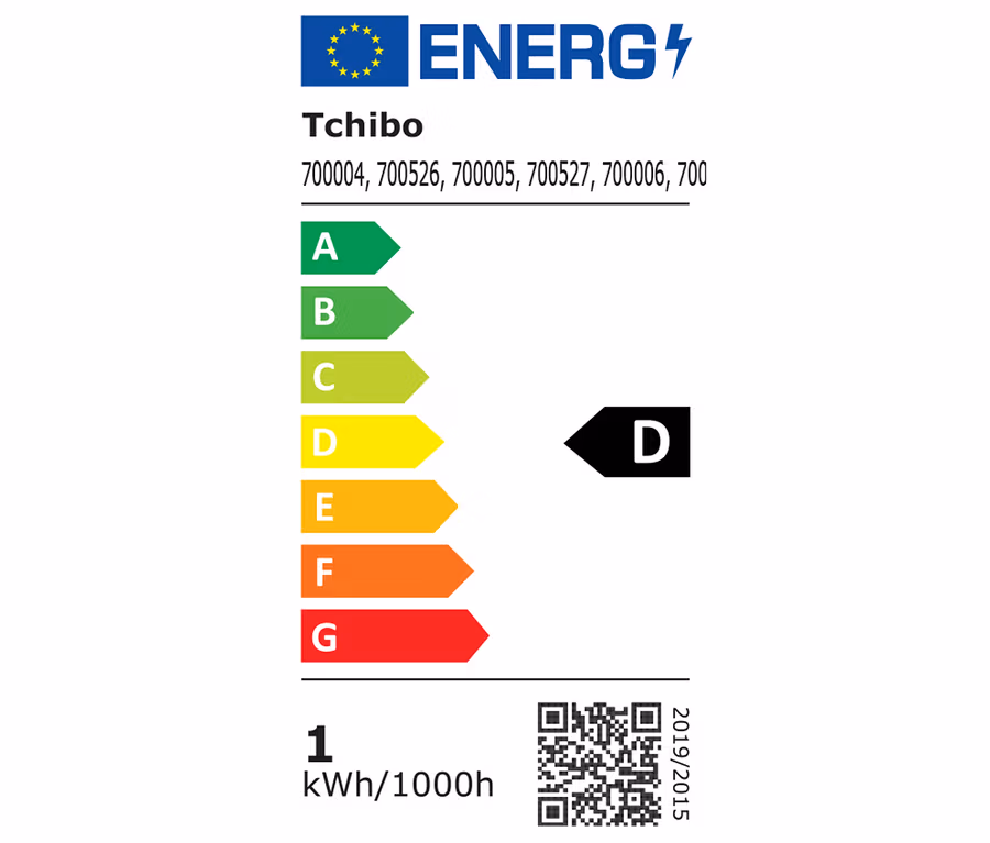 Energetický štítek s třídou energetické účinnosti D.