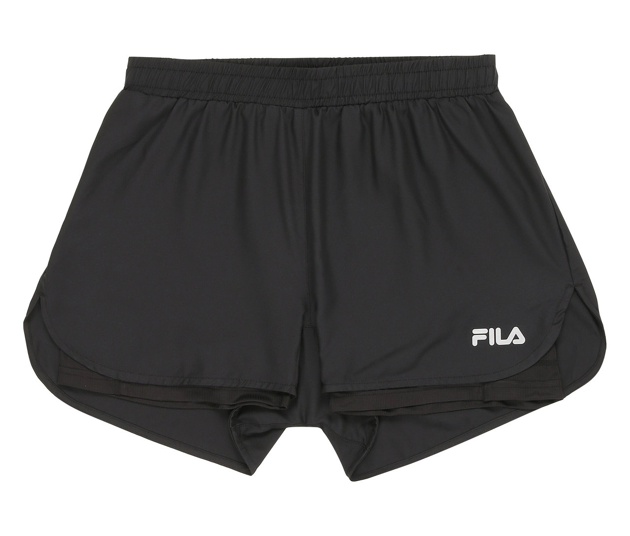 Černé funkční šortky FILA pro ženy, zobrazené zepředu.