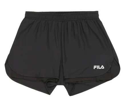 Černé funkční šortky FILA pro ženy, zobrazené zepředu.