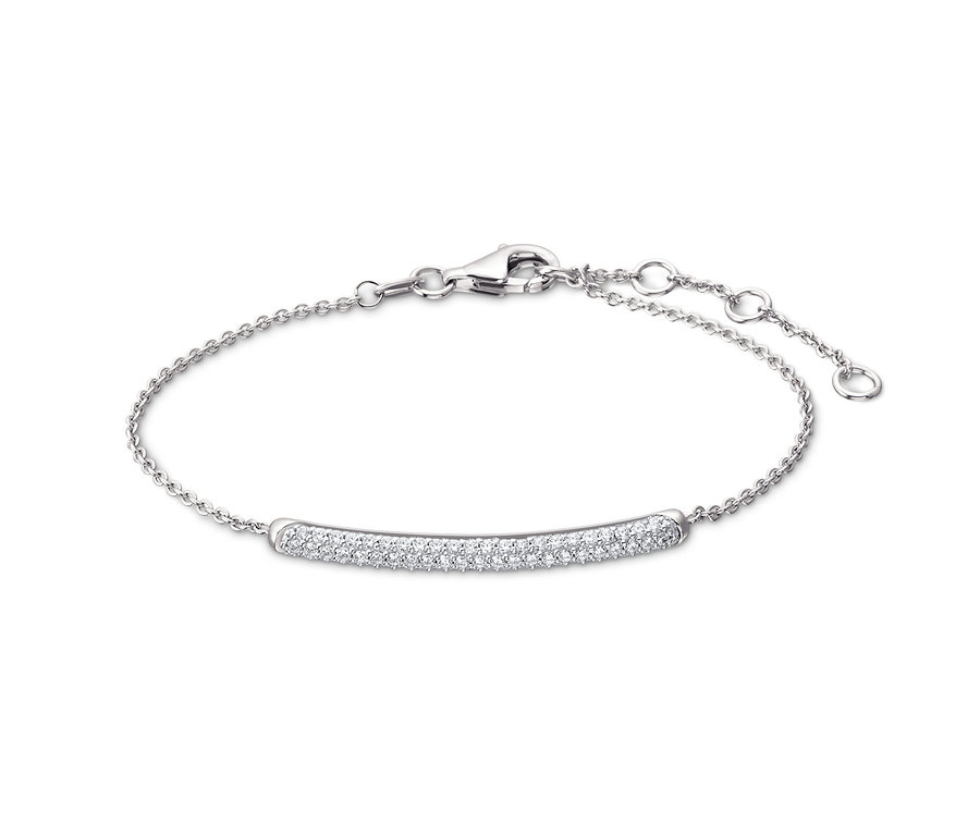 Náramek ze stříbra 925/1000 se zirkony v provedení pavé.