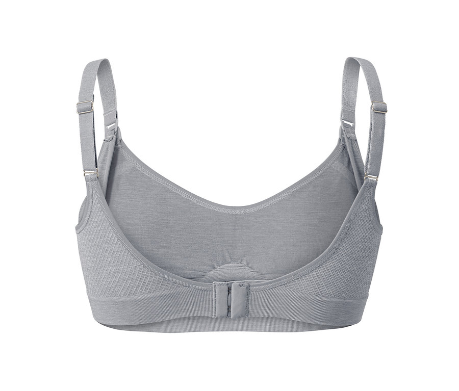 Detail šedé bezešvé podprsenky na kojení ze sady 2 ks, zezadu.