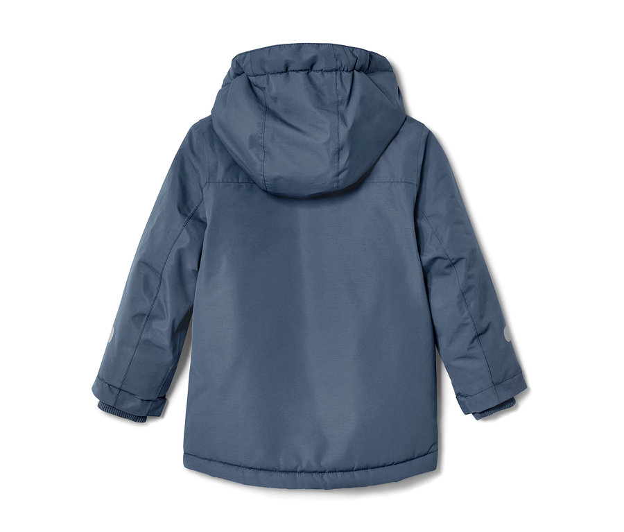 Modrá dětská zimní kombinéza zezadu.