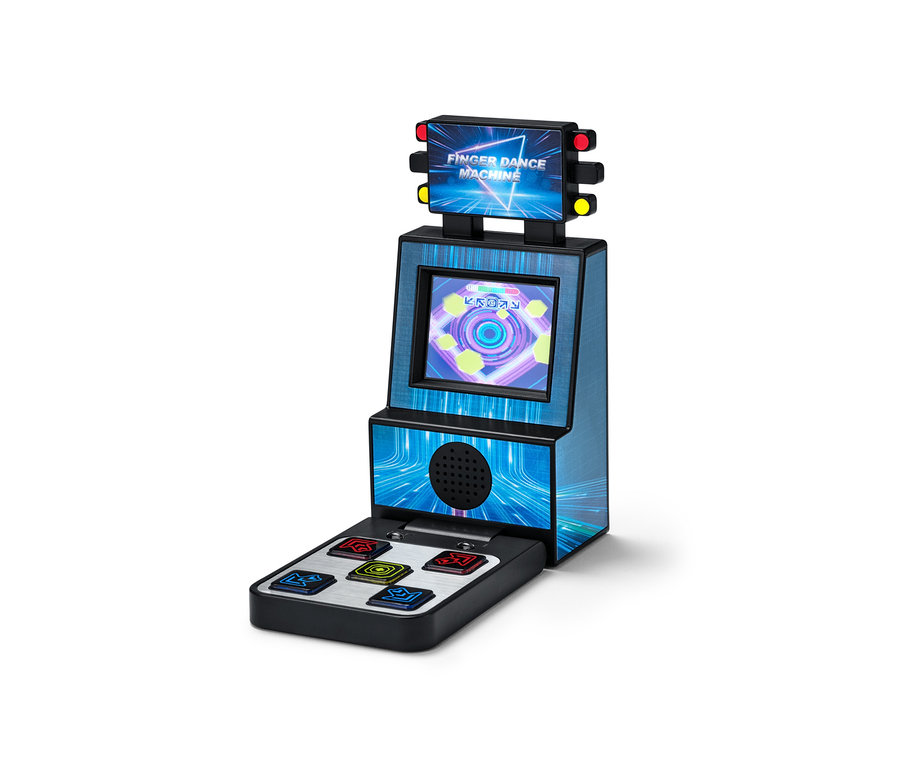 Detailní záběr na prstový taneční automat.
