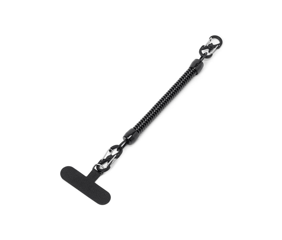 Černý bezpečnostní řetízek na mobil.