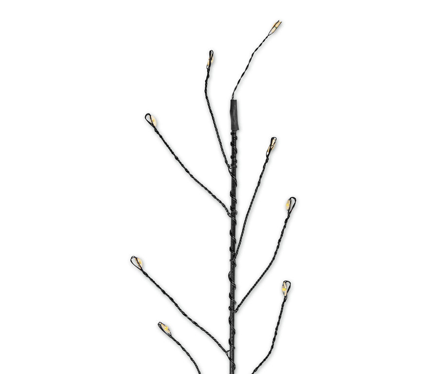 Detail solárních zápichů, 3 ks, s LED světly na konci větví.