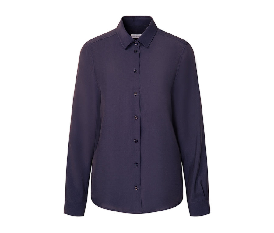 Modrá halenka z viskózy Seidensticker s dlouhými rukávy a knoflíky.