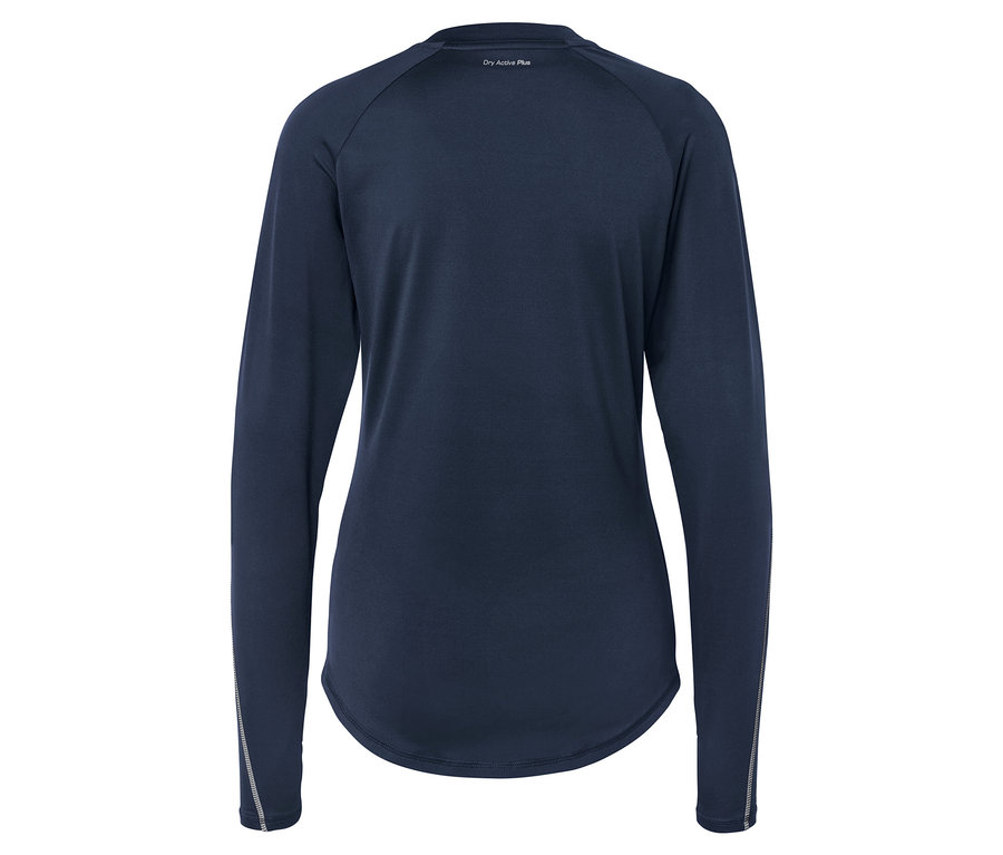 Tmavě modré tričko s dlouhým rukávem, pohled zezadu.