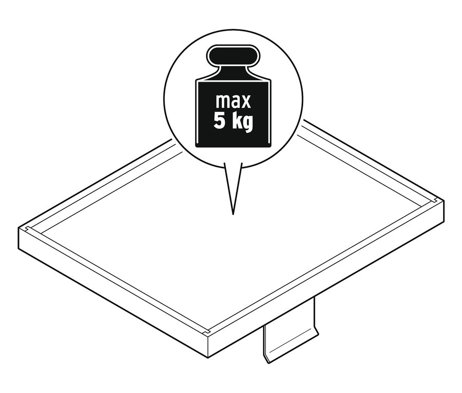 Nákres police s maximální nosností 5 kg.