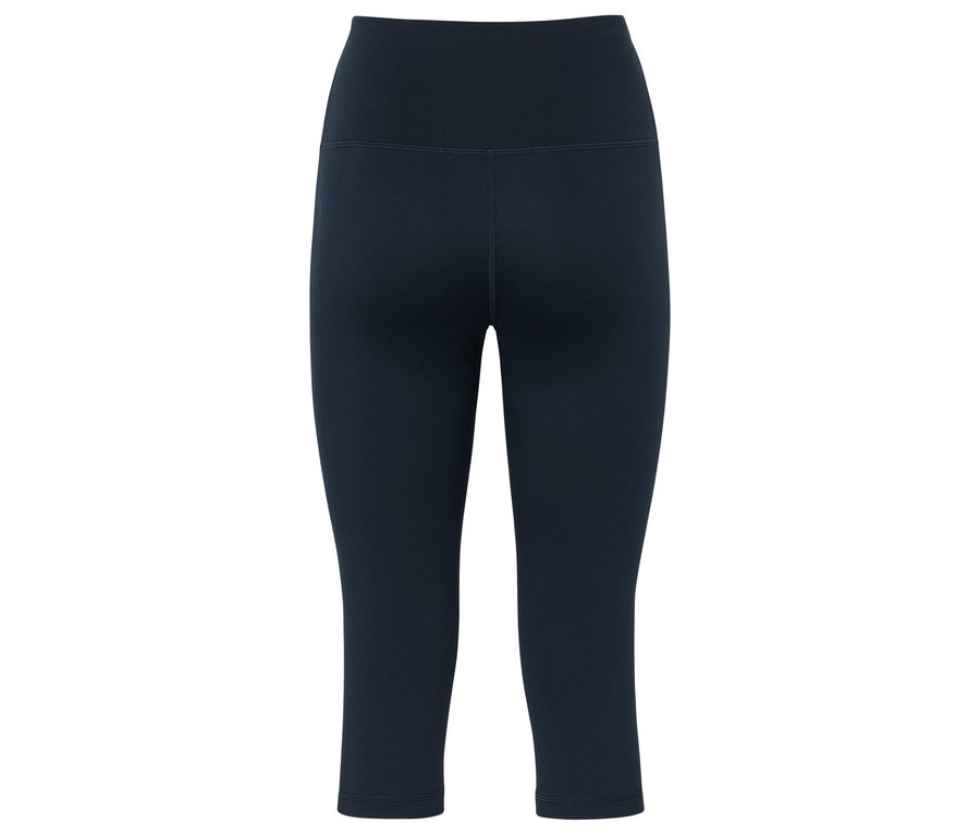 Tmavě modré sportovní legíny s vysokým pasem.