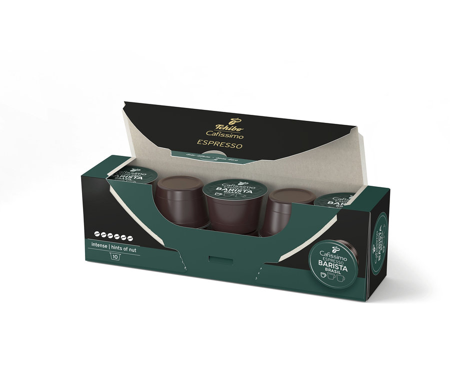 Balení kapslí Cafissimo Barista Espresso Brasil.