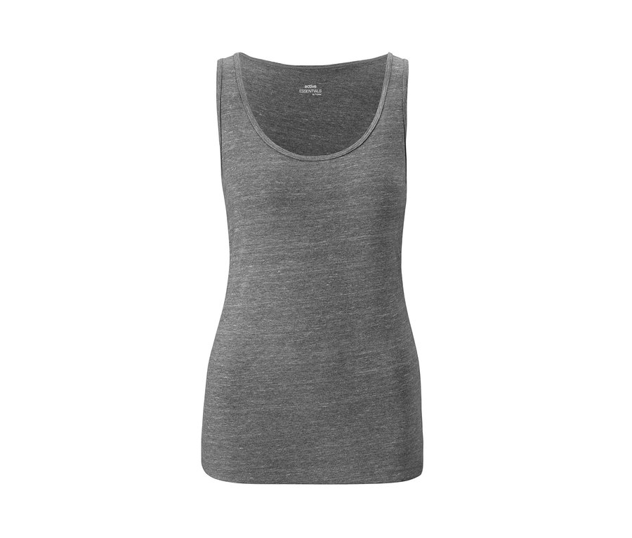 Šedé tílko na bílém pozadí.