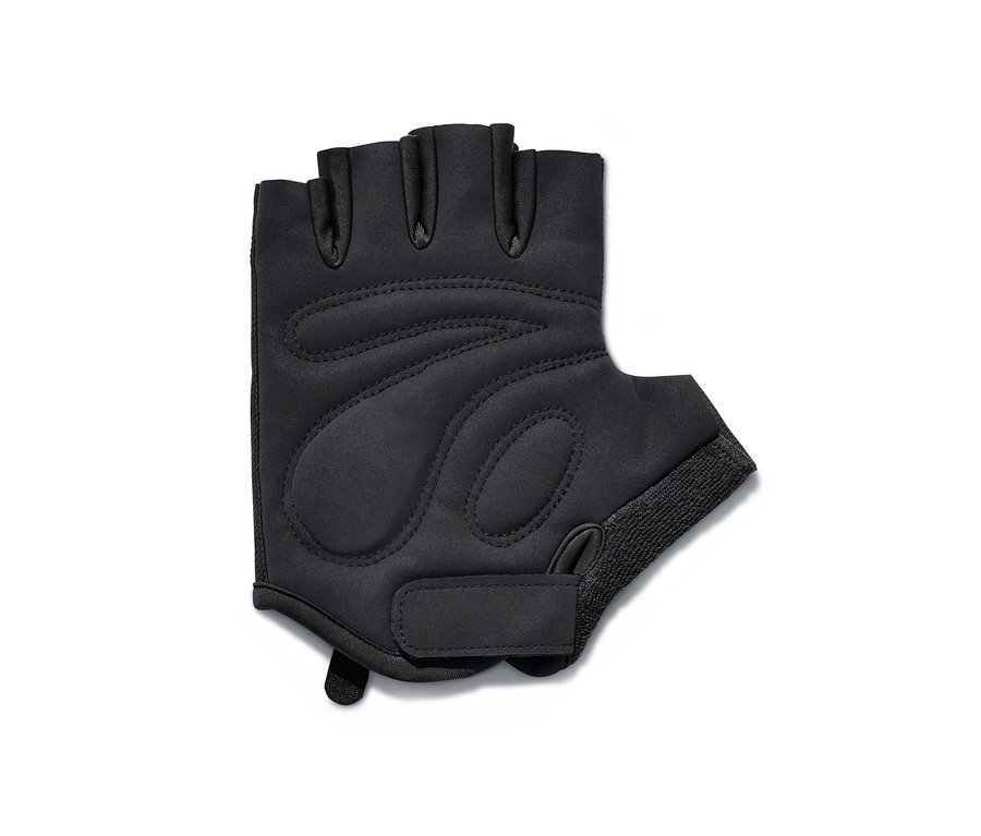 Černá cyklistická rukavice bez prstů.