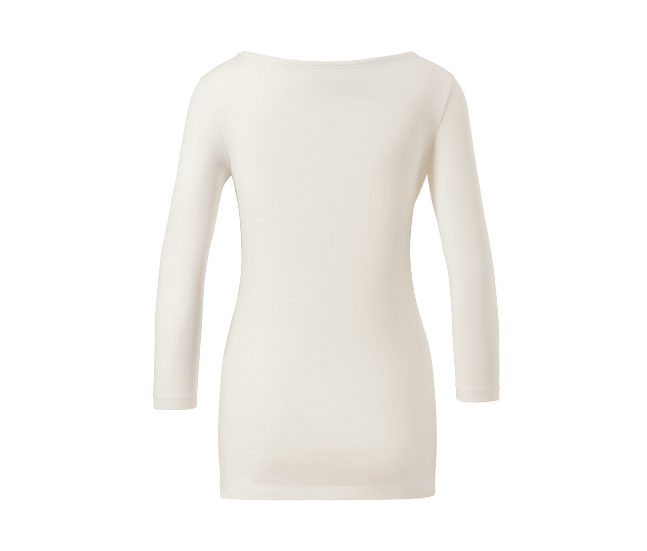 Bílé tričko s tříčtvrtečními rukávy.