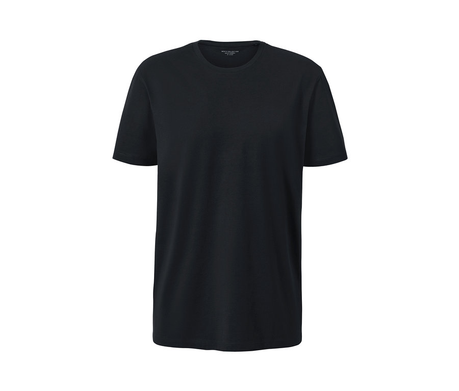 Černé tričko s krátkým rukávem a kulatým výstřihem.