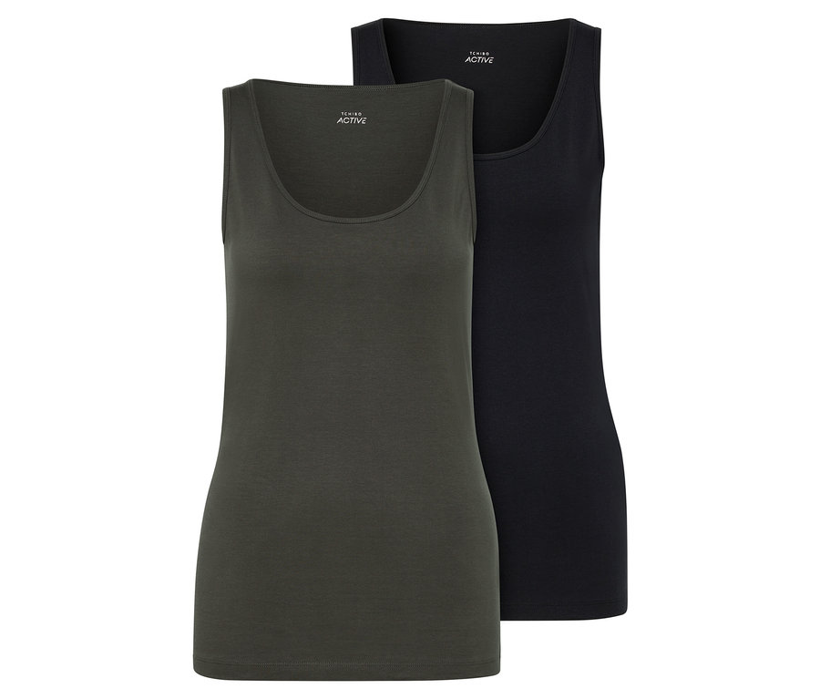 Dvě tílka, olivově zelené a černé barvy.