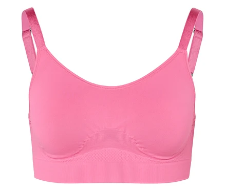 Růžová sportovní podprsenka s nastavitelnými ramínky.