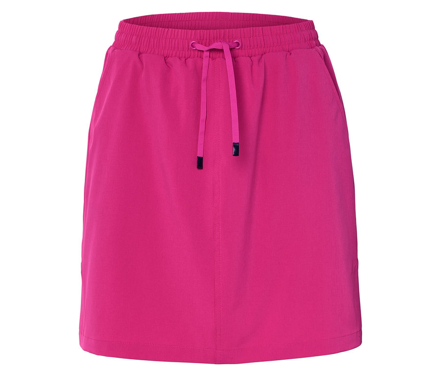 Růžová sukně se stahovací šňůrkou.