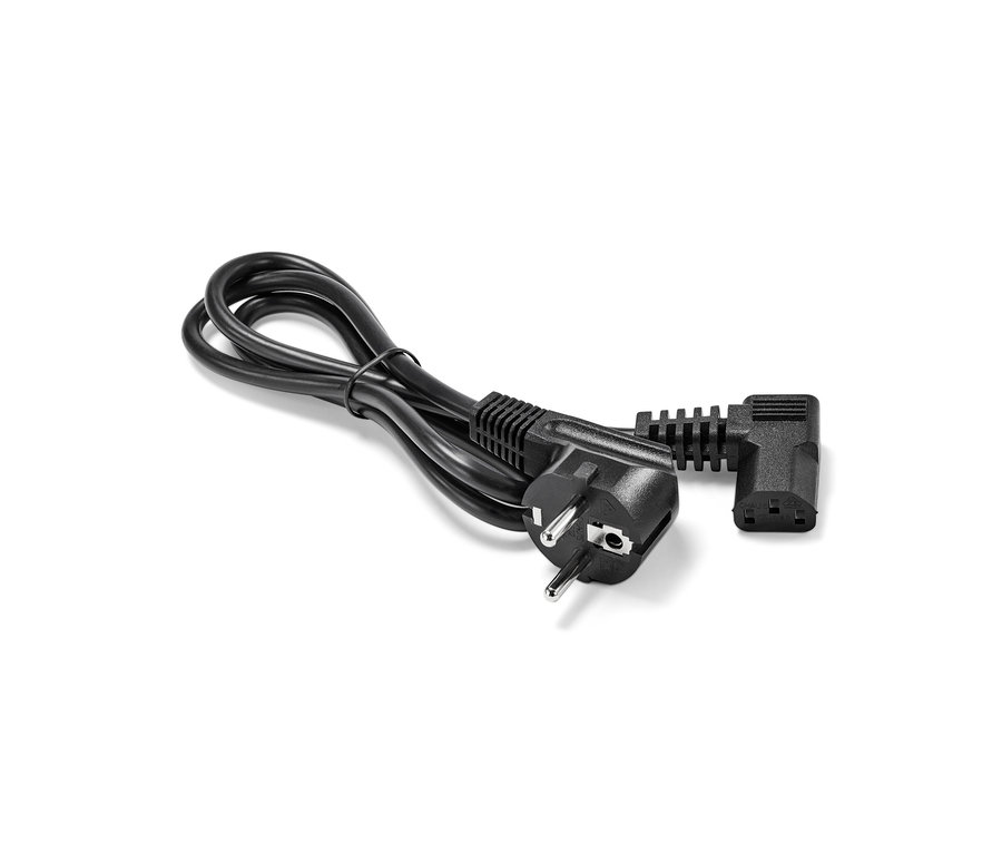 Černý napájecí kabel pro plnoautomatické kávovary Tchibo na bílém pozadí.