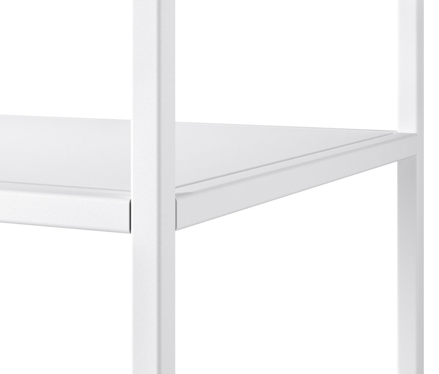 Detail bílé kovové konzole.