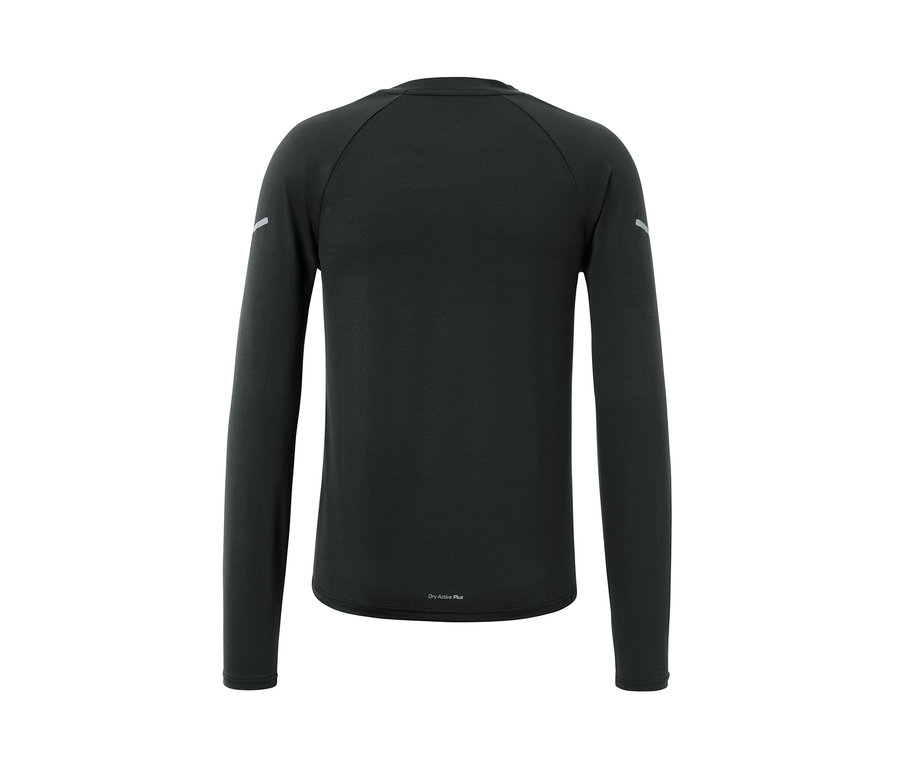 Černé funkční triko s dlouhým rukávem zezadu.
