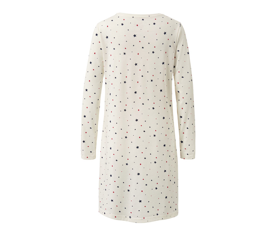 Krémová noční košile s dlouhými rukávy a potiskem hvězdiček.